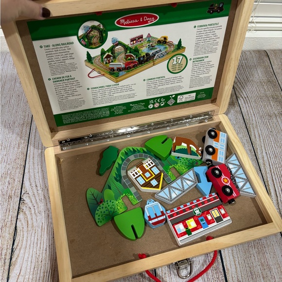 Melissa & Doug Take-Along Railroad tabletop wooden case play set - Picture 2 of 3
